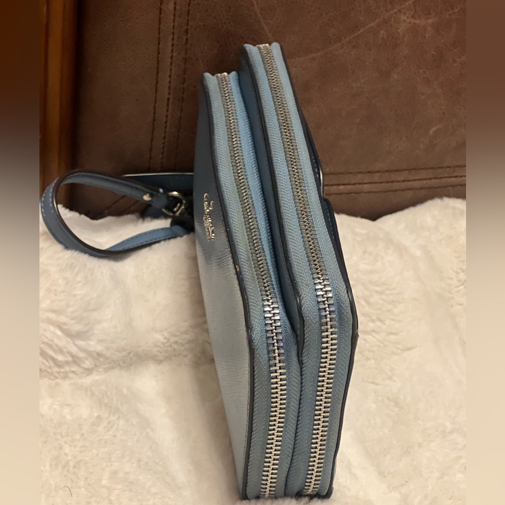 Kate Spade blue Leather Anita Patterson Drive doble zipper Wallet wrislet - Picture 14 of 15